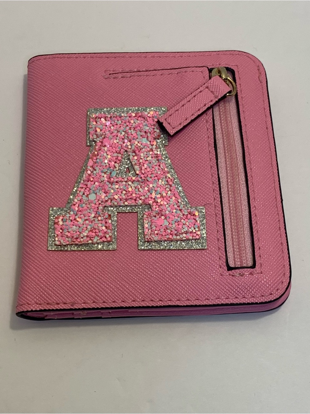 COSHAYSOO Initial “A” Small Wallet for Women/Girl Slim, Pink